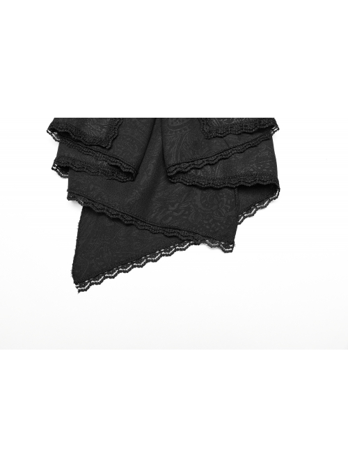 Black Lightweight Jacquard Asymmetric Wavy Smocked Gothic Dark Pattern Bow Tie