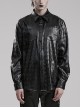 Personalized Black Skull Pattern Embossed Simple Four-Button Gothic Style Embossed PU Leather Shirt