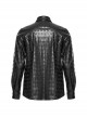 Personalized Black Skull Pattern Embossed Simple Four-Button Gothic Style Embossed PU Leather Shirt