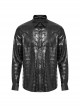 Personalized Black Skull Pattern Embossed Simple Four-Button Gothic Style Embossed PU Leather Shirt