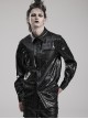 Personalized Black Skull Pattern Embossed Simple Four-Button Gothic Style Embossed PU Leather Shirt