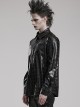 Personalized Black Skull Pattern Embossed Simple Four-Button Gothic Style Embossed PU Leather Shirt