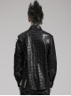 Personalized Black Skull Pattern Embossed Simple Four-Button Gothic Style Embossed PU Leather Shirt