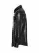 Personalized Black Skull Pattern Embossed Simple Four-Button Gothic Style Embossed PU Leather Shirt
