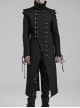 Handsome Black Horizontal Stripes Asymmetrical High Collar Side Eyelet String Decoration Punk Style Cotton Jacket
