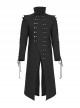 Handsome Black Horizontal Stripes Asymmetrical High Collar Side Eyelet String Decoration Punk Style Cotton Jacket