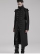 Handsome Black Horizontal Stripes Asymmetrical High Collar Side Eyelet String Decoration Punk Style Cotton Jacket