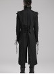 Handsome Black Horizontal Stripes Asymmetrical High Collar Side Eyelet String Decoration Punk Style Cotton Jacket