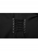 Handsome Black Horizontal Stripes Asymmetrical High Collar Side Eyelet String Decoration Punk Style Cotton Jacket