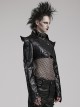 Personalized Exaggerated Black Pu Leather Textured Sharp Cornered Stand Up Collar Punk Style Ultra Short Leather Jacket