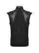 Sexy Black Micro Elastic Rubber Spliced Mesh Wide Shoulder Metal Studs Embellished With Punk Style See Through Vest