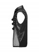 Sexy Black Micro Elastic Rubber Spliced Mesh Wide Shoulder Metal Studs Embellished With Punk Style See Through Vest
