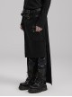 Black Simple Non Elastic Woven Printed Asymmetrical Punk Style Long Skirt With Removable Adjustable Tabs