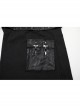 Black Simple Non Elastic Woven Printed Asymmetrical Punk Style Long Skirt With Removable Adjustable Tabs