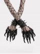 Halloween Personalized Black Faux Leather Spliced Dragon Claw Finger Punk Style Cone Gloves