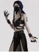 Halloween Personalized Black Faux Leather Spliced Dragon Claw Finger Punk Style Cone Gloves