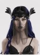 Handsome Black Artificial Leather Spliced Bat Shaped Lace Detachable Tassel Mask Punk Style Halloween Chain Mask