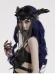 Handsome Black Artificial Leather Spliced Bat Shaped Lace Detachable Tassel Mask Punk Style Halloween Chain Mask