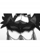 Handsome Black Artificial Leather Spliced Bat Shaped Lace Detachable Tassel Mask Punk Style Halloween Chain Mask