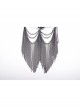 Handsome Black Artificial Leather Spliced Bat Shaped Lace Detachable Tassel Mask Punk Style Halloween Chain Mask