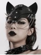 Halloween New Adjustable Metal Chain Spliced With Artificial Leather Special-Shaped Studs Decorated Punk Style Fox Mask