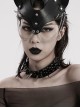 Halloween Black Faux Leather Personalized Glossy Dots And Studded Adjustable Punk Style Spiked Collar