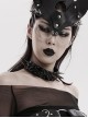 Halloween Black Faux Leather Personalized Glossy Dots And Studded Adjustable Punk Style Spiked Collar