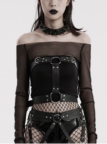 Halloween New Black Artificial Leather Simple And Versatile D-Buckle Decorated Punk Style Harness