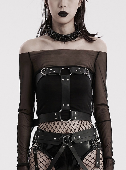Halloween New Black Artificial Leather Simple And Versatile D-Buckle Decorated Punk Style Harness