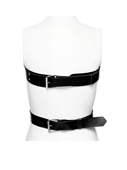 Halloween New Black Artificial Leather Simple And Versatile D-Buckle Decorated Punk Style Harness