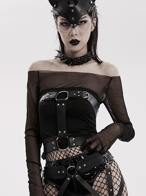 Halloween New Black Artificial Leather Simple And Versatile D-Buckle Decorated Punk Style Harness