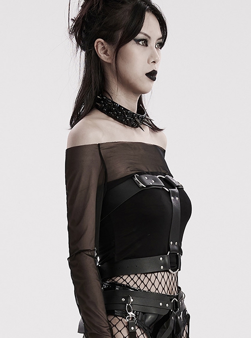Halloween New Black Artificial Leather Simple And Versatile D-Buckle Decorated Punk Style Harness
