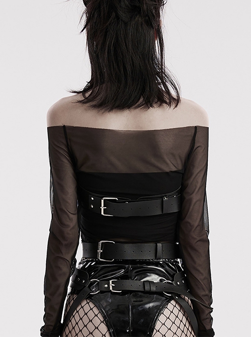 Halloween New Black Artificial Leather Simple And Versatile D-Buckle Decorated Punk Style Harness