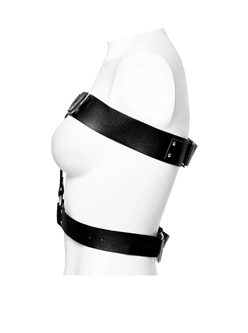Halloween New Black Artificial Leather Simple And Versatile D-Buckle Decorated Punk Style Harness