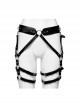 Halloween Sexy Adjustable Black Waist Leggings Punk Style Faux Leather Harness
