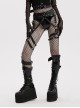 Halloween Sexy Adjustable Black Waist Leggings Punk Style Faux Leather Harness