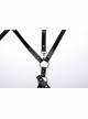 Halloween Sexy Adjustable Black Waist Leggings Punk Style Faux Leather Harness