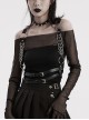 Black Adjustable Artificial Leather Sides Decorated With Multiple Metal Rings Punk Style Halloween Harness