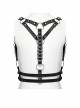 Black Adjustable Artificial Leather Sides Decorated With Multiple Metal Rings Punk Style Halloween Harness
