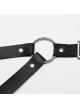 Black Adjustable Artificial Leather Sides Decorated With Multiple Metal Rings Punk Style Halloween Harness
