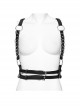 Black Adjustable Artificial Leather Sides Decorated With Multiple Metal Rings Punk Style Halloween Harness