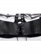 Halloween Black Faux Leather Halter Neck Hollow Waist Tie Waist Punk Style Sexy Bra