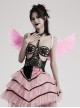 Halloween Pink Devil Feather Spliced Artificial Leather With Elastic Straps Punk Style Wing Straps