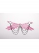 Halloween Pink Devil Feather Spliced Artificial Leather With Elastic Straps Punk Style Wing Straps