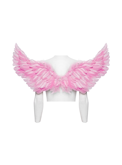 Halloween Pink Devil Feather Spliced Artificial Leather With Elastic Straps Punk Style Wing Straps