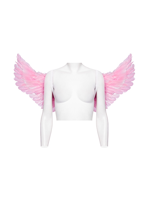 Halloween Pink Devil Feather Spliced Artificial Leather With Elastic Straps Punk Style Wing Straps