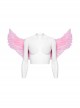 Halloween Pink Devil Feather Spliced Artificial Leather With Elastic Straps Punk Style Wing Straps