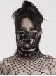 Handsome Black Artificial Leather Semi Bag Decorative Metal Rivet Dotted Punk Style Halloween Mask