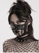 Handsome Black Artificial Leather Semi Bag Decorative Metal Rivet Dotted Punk Style Halloween Mask