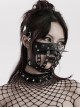 Handsome Black Artificial Leather Semi Bag Decorative Metal Rivet Dotted Punk Style Halloween Mask